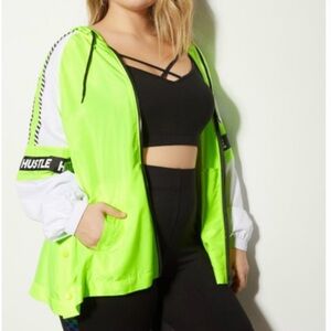 Rue 21 Neon Green Wind-breaker with Side Buttons